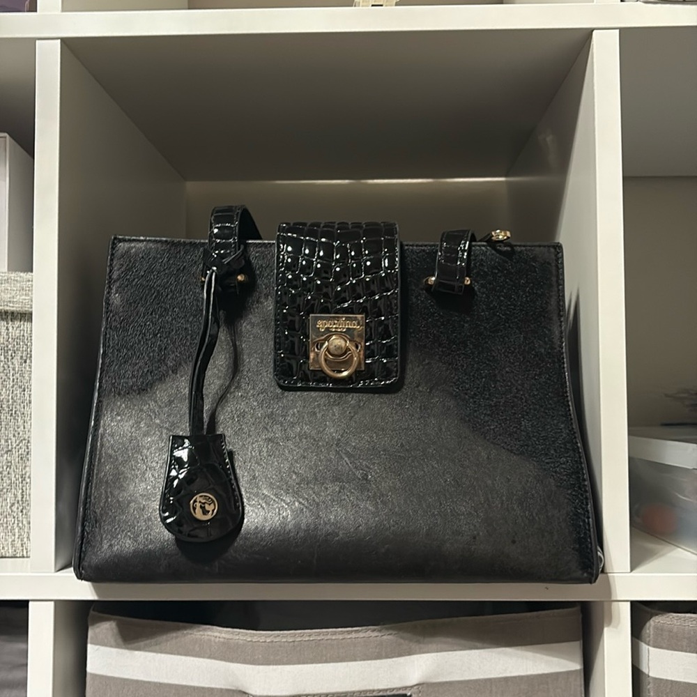 Spartina 449 Bordeaux croc pattern, calf hair leather bag